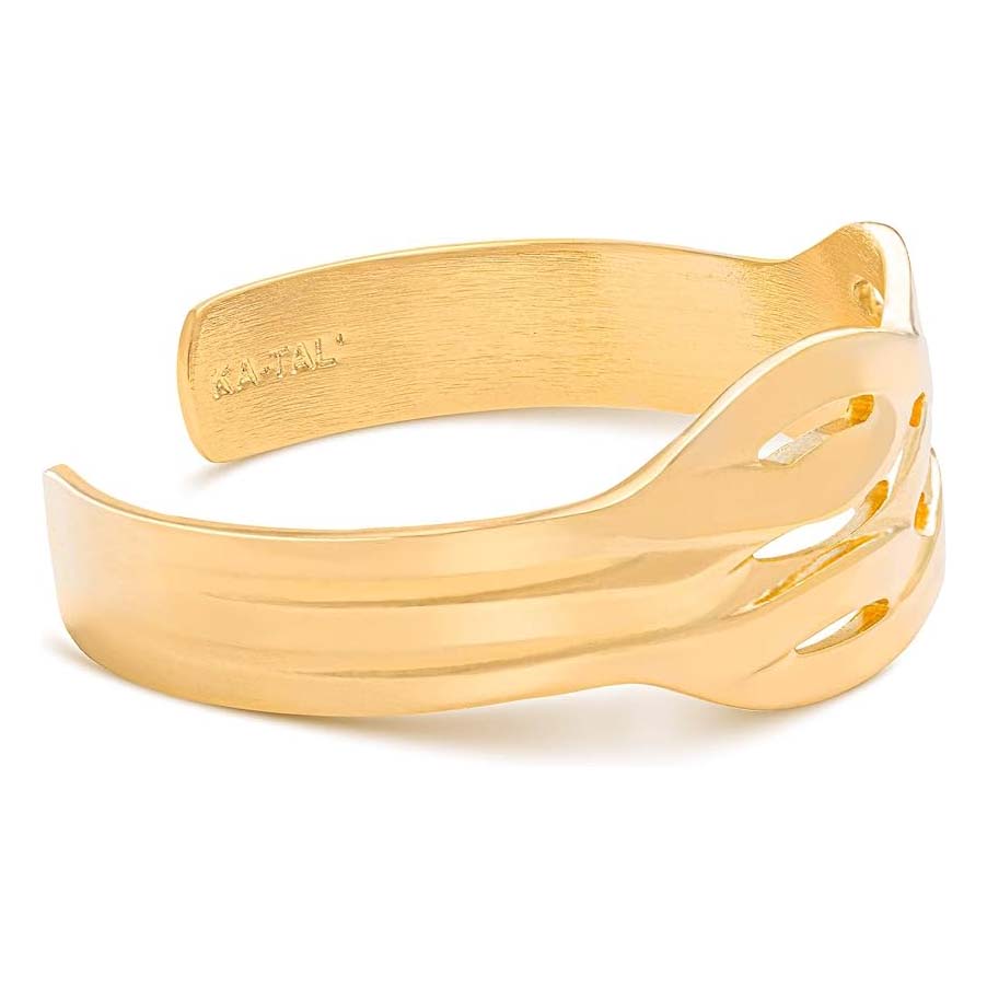 Cuff Bracelet Adjustable 14K Gold-Plated Shiny Outer and Inner Finish